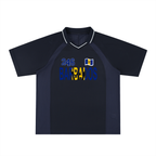 Barbados Flag Themed Graphic Striped V-Neck Unisex Soccer Jersey