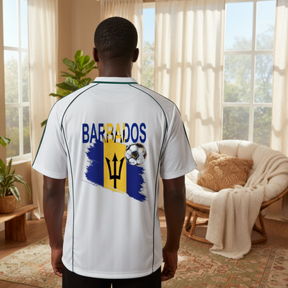 Barbados Flag Shadow Stripe Collared Soccer Jersey