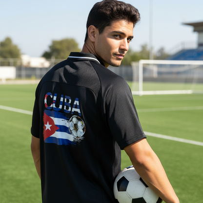 Cuba Flag Themed Graphic V-Neck Soccer Jersey