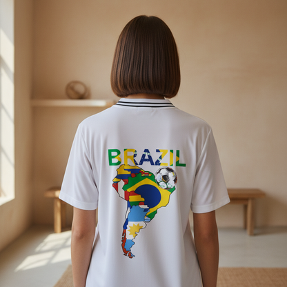 Brazil Flag Themed Striped V-Neck Soccer Jersey