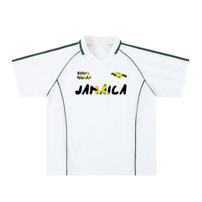 Jamaica Themed Graphic Shadow Stripe Collared Soccer Unisex Jersey