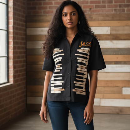 Piano Art Print Unisex Boxy Short Sleeve Shirt