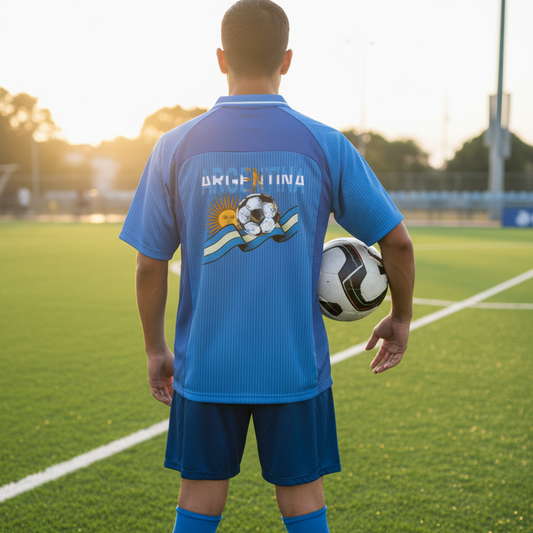 Unisex V-Neck Soccer Jersey featuring Graphic Argentina-inspired Flag Art