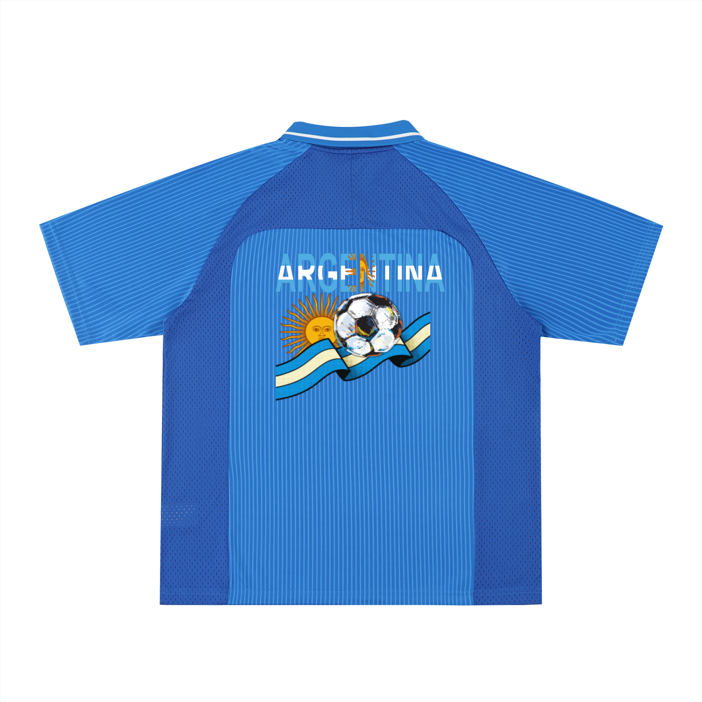Argentina Flag Themed Graphic V-Neck Soccer Jersey