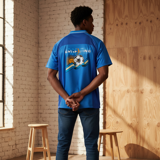 Unisex V-Neck Soccer Jersey featuring Graphic Argentina-inspired Flag Art
