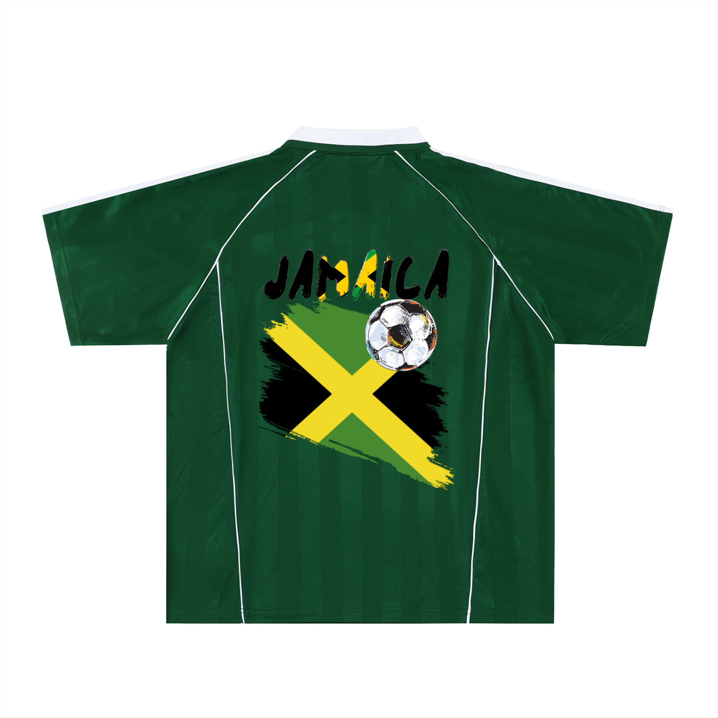 Jamaica Flag Themed Unisex Stripe Collared Soccer Jersey