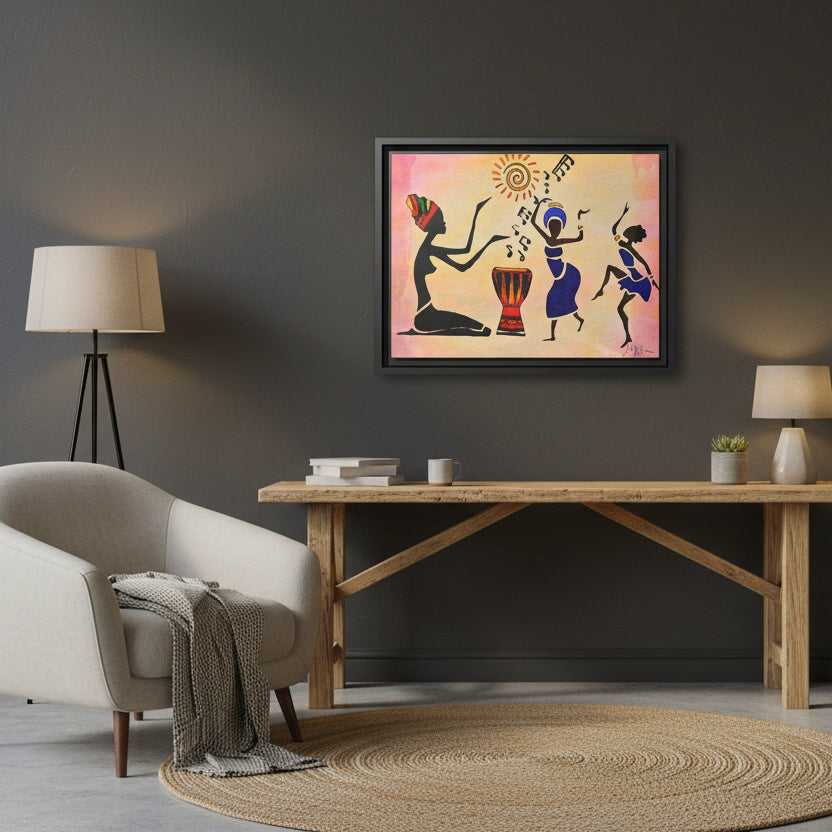 Original Hand Drawn Tribal Music Wall Art, Unique Ethnic Illustration