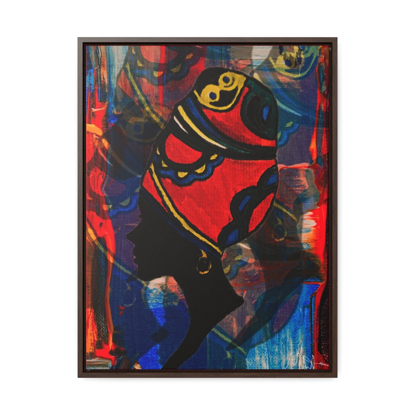 Artisan Black Woman Portrait, Handcrafted Wall Art, Empowering Home Decor, Vertical Frame Printify