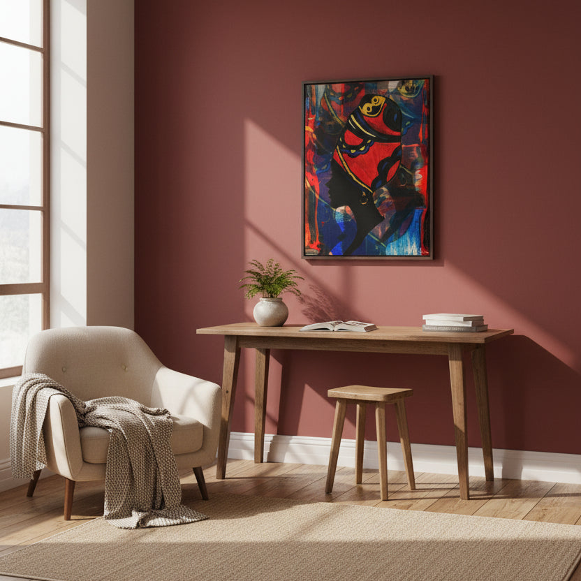 Artisan Black Woman Portrait, Handcrafted Wall Art, Empowering Home Decor, Vertical Frame Printify