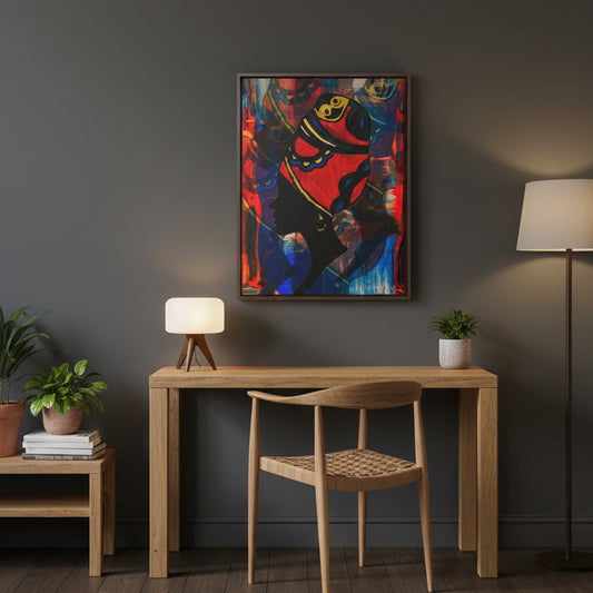 Artisan Black Woman Portrait, Handcrafted Wall Art, Empowering Home Decor, Vertical Frame