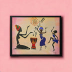 Original Hand Drawn Tribal Music Wall Art, Unique Ethnic Illustration