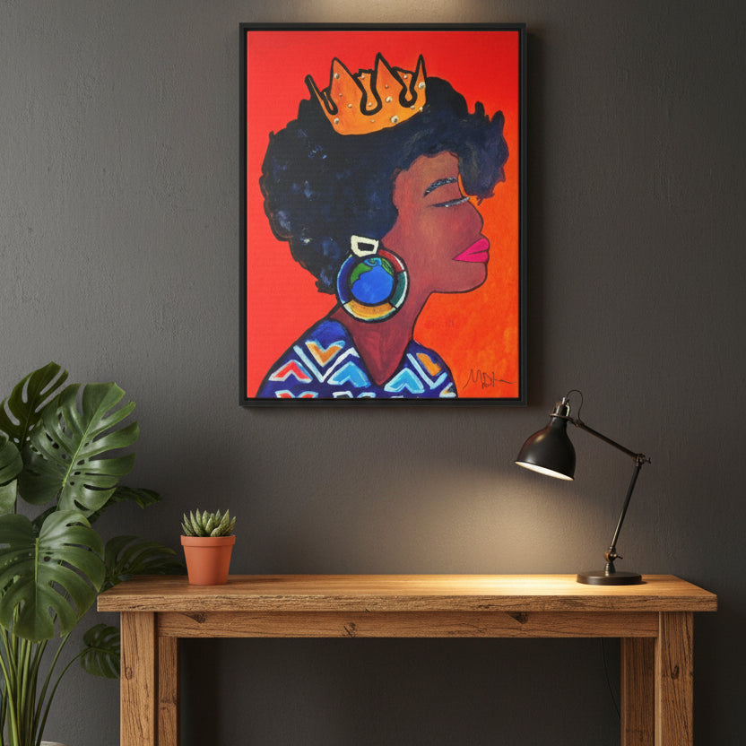 Wall Art - Exquisite Ethnic Woman Canvas Painting, Vertical Gallery Wrapped Artwork