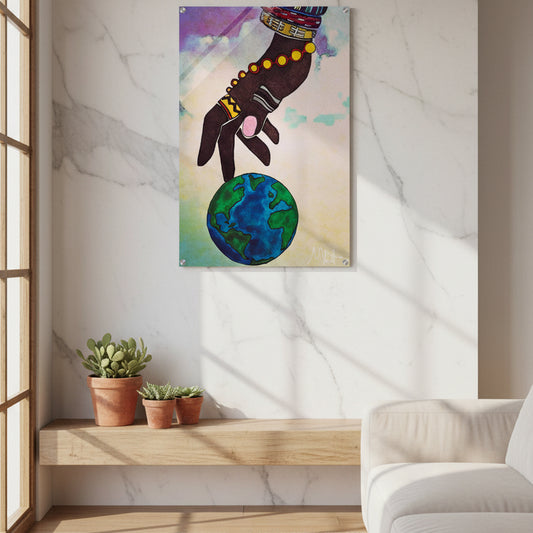 Ethnic Artwork Acrylic Print, Hand-Designed Celestial Patterns, Modern Home Art, Thoughtful Wedding Gift,