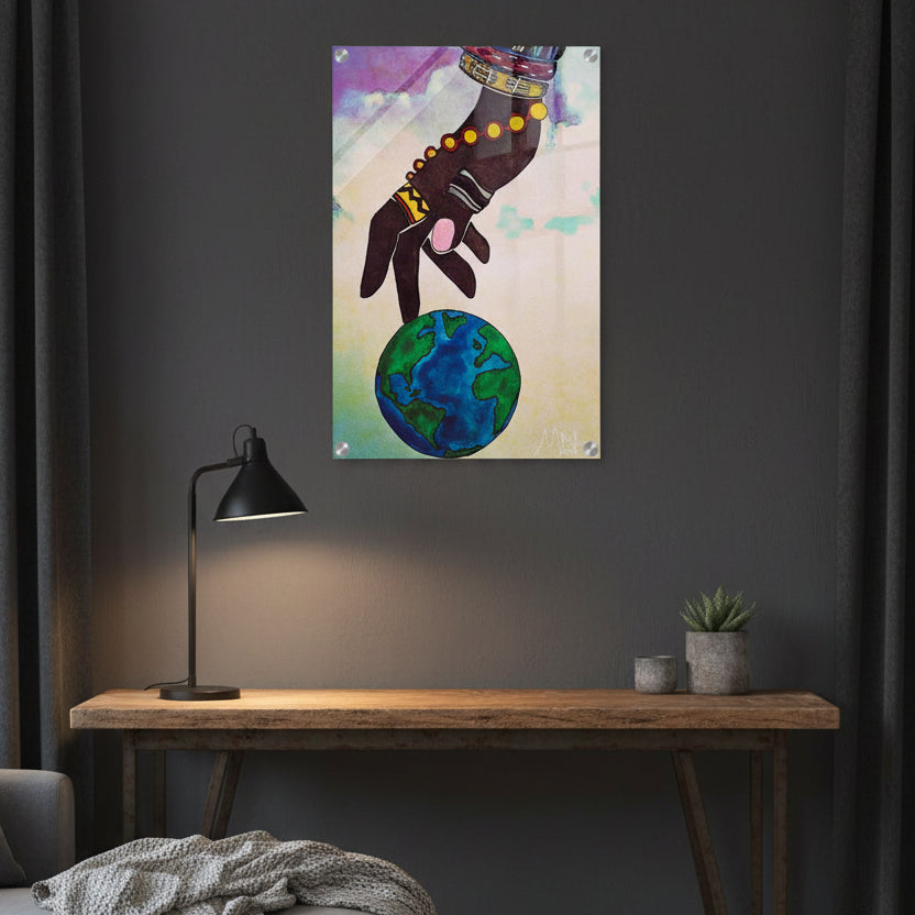Ethnic Artwork Acrylic Print, Hand-Designed Celestial Patterns, Modern Home Art, Thoughtful Wedding Gift,