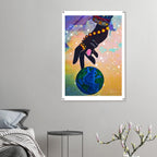 Starry Ethnic Art Acrylic Print, Handcrafted Galactic Design, Vibrant Wall Decor