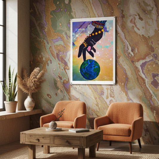 Starry Ethnic Art Acrylic Print, Handcrafted Galactic Design, Vibrant Wall Decor Gelato