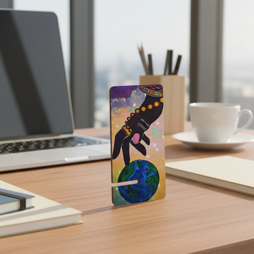 Mobile Display Stand for Smartphones - Handcrafted Ethnic Galactic Art