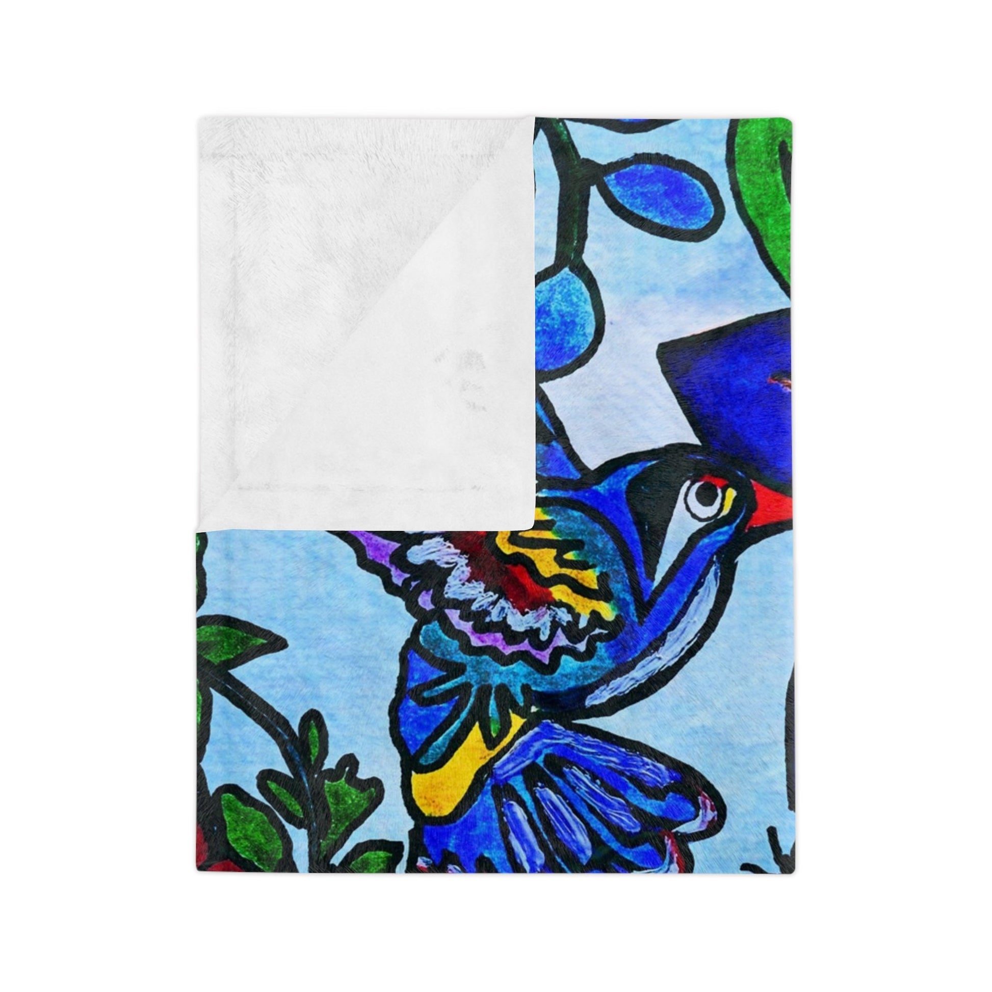 Luxurious Hand Drawn Floral Art Blanket, Plush Spring Velveteen Comfort, Artistic Home Decor