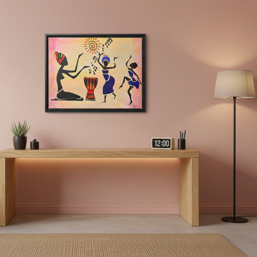 Original Hand Drawn Tribal Music Wall Art, Unique Ethnic Illustration