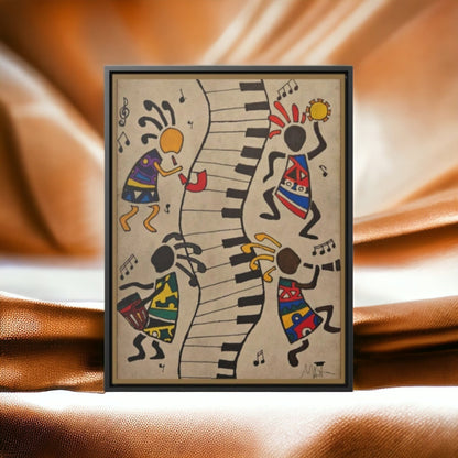 Handcrafted Tribal Music Artwork, Original Pen and Ink Drawing, Statement Wall Piece for Music Rooms