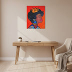 Artisan Hand-Painted Portrait of a Black Woman, Cultural Decor Accent, Striking Statement Piece Gelato