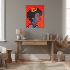 Artisan Hand-Painted Portrait of a Black Woman, Cultural Decor Accent, Striking Statement Piece Gelato