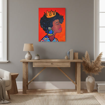 Artisan Hand-Painted Portrait of a Black Woman, Cultural Decor Accent, Striking Statement Piece Gelato