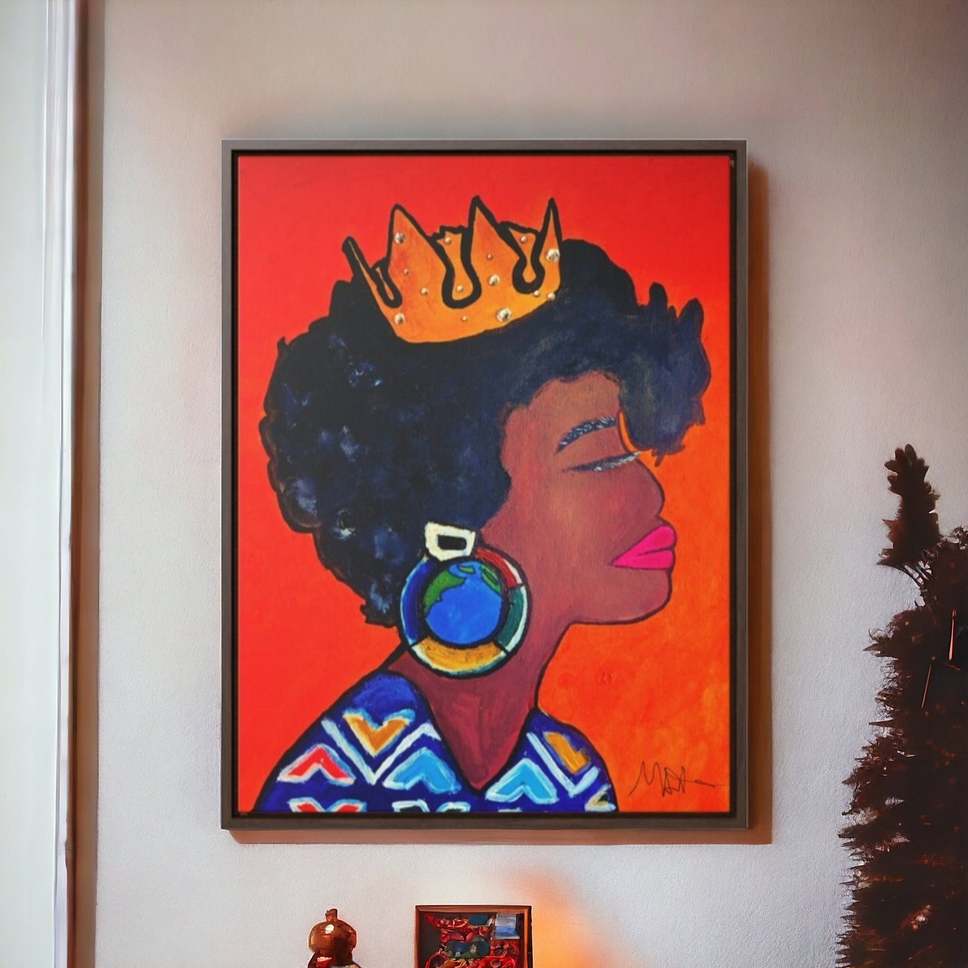 Wall Art - Exquisite Ethnic Woman Canvas Painting, Vertical Gallery Wrapped Artwork