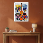 Original Singing Tribal Mask Acrylic Print, Handcrafted Artisanal Decor