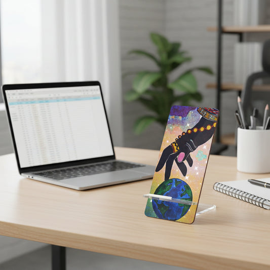 Mobile Display Stand for Smartphones - Handcrafted Ethnic Galactic Art