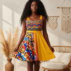 Handcrafted Tribal Textile Women's Skater Dress - Unique & Versatile Fashion for Everyday Wear
