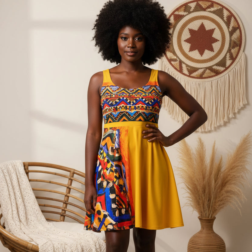 Handcrafted Tribal Textile Women's Skater Dress - Unique & Versatile Fashion for Everyday Wear