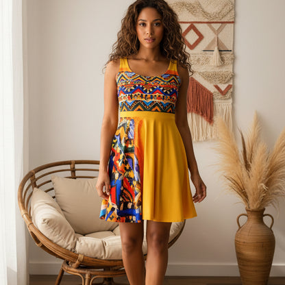 Handcrafted Tribal Textile Women's Skater Dress - Unique & Versatile Fashion for Everyday Wear