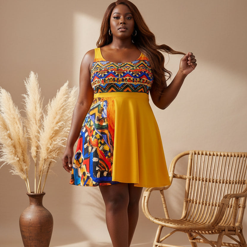Handcrafted Tribal Textile Women's Skater Dress - Unique & Versatile Fashion for Everyday Wear