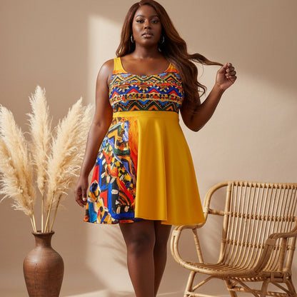 Handcrafted Tribal Textile Women's Skater Dress - Unique & Versatile Fashion for Everyday Wear