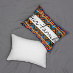 Bohemian Handcrafted Tribal Lumbar Pillow - Artisanal Textured Cushion