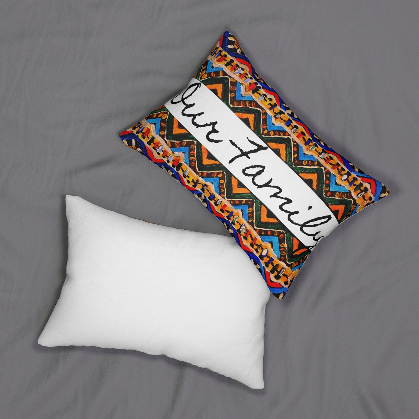 Bohemian Handcrafted Tribal Lumbar Pillow - Artisanal Textured Cushion