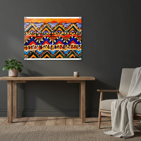 High-Quality Tribal Painting on Acrylic - Colorful, Impactful Art Print for Office & Living Space