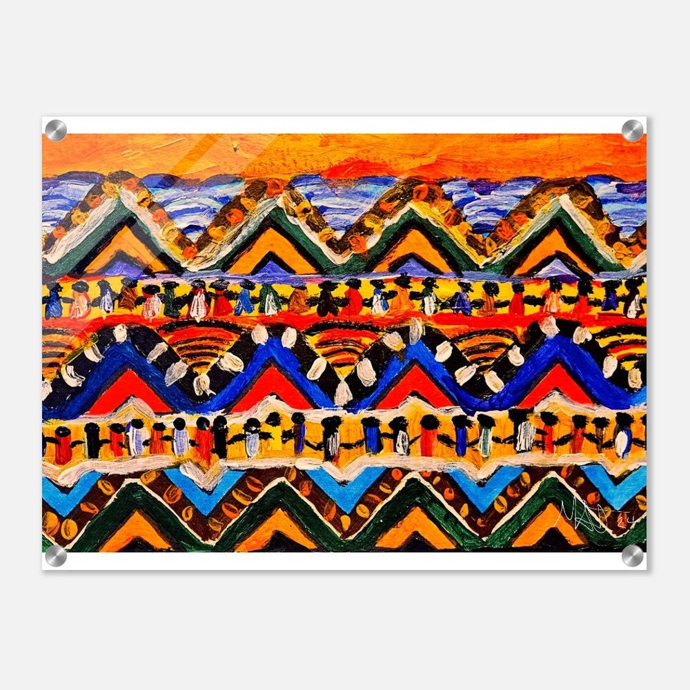 High-Quality Tribal Painting on Acrylic - Colorful, Impactful Art Print for Office & Living Space Gelato