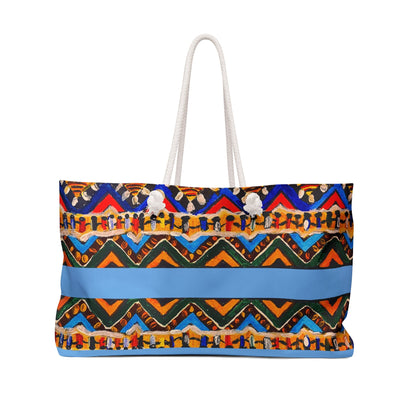 Artisanal Aztec Weekender Tote - Large, Sturdy Beach Bag with Thick Rope Handles