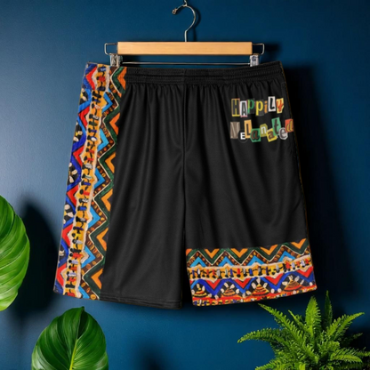 Handcrafted Tribal Patterned Men's Jersey Shorts - Unique Ethnic Print Lounge Wear - Ideal Gift for Him