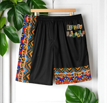 Handcrafted Tribal Patterned Men's Jersey Shorts - Unique Ethnic Print Lounge Wear - Ideal Gift for Him