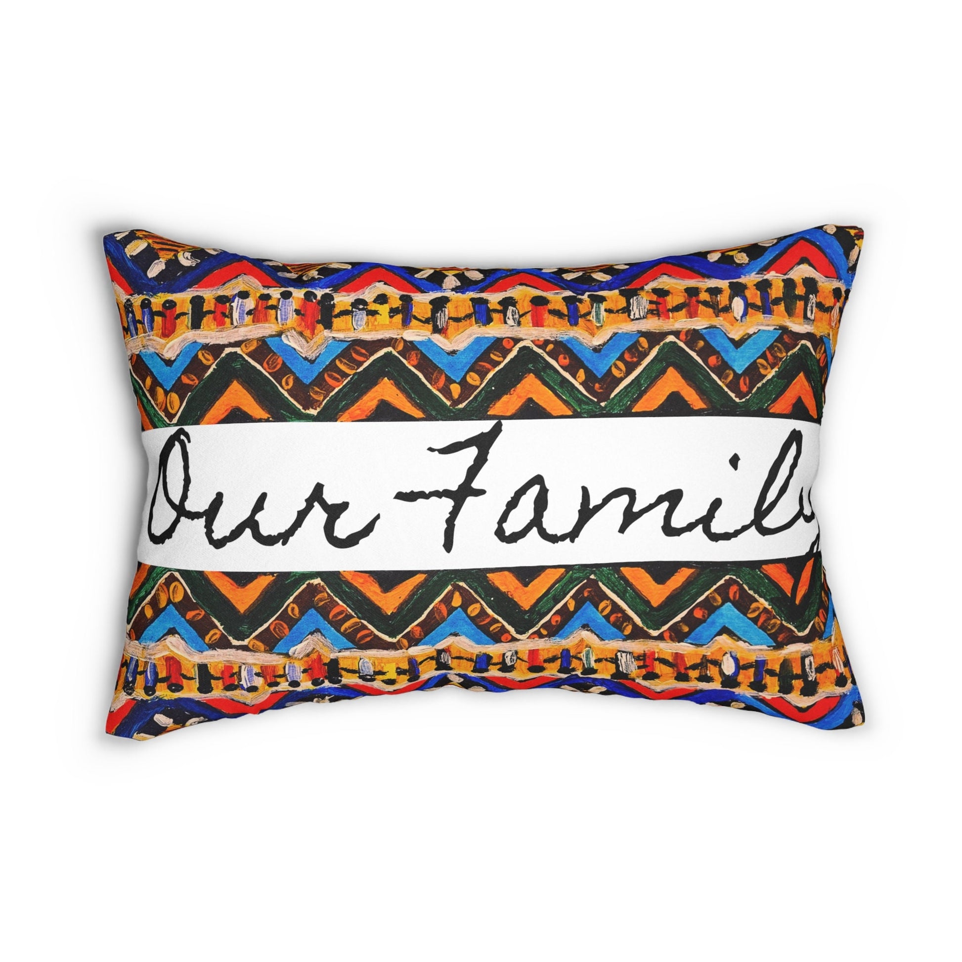 Bohemian Handcrafted Tribal Lumbar Pillow - Artisanal Textured Cushion