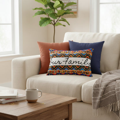 Bohemian Handcrafted Tribal Lumbar Pillow - Artisanal Textured Cushion