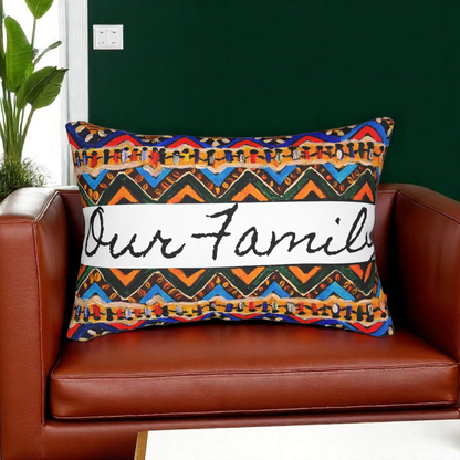 Bohemian Handcrafted Tribal Lumbar Pillow - Artisanal Textured Cushion