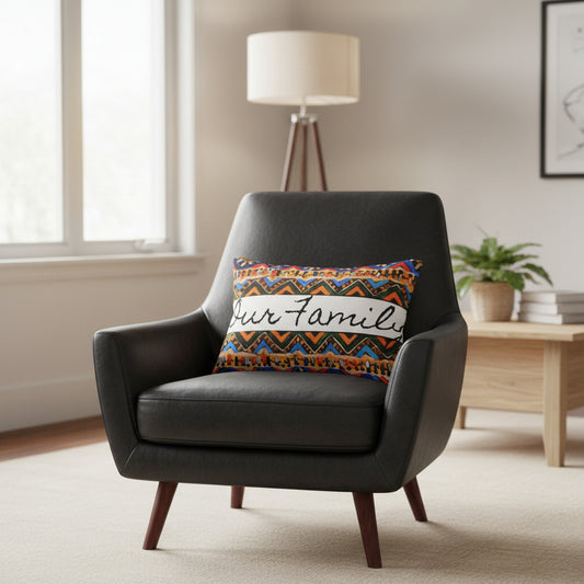 Bohemian Handcrafted Tribal Lumbar Pillow - Artisanal Textured Cushion