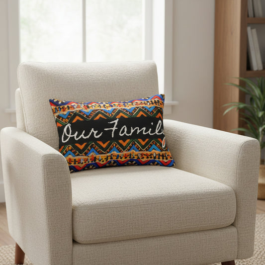 Handcrafted Tribal Patterned Lumbar Pillow - Unique Boho Chic Home Decor