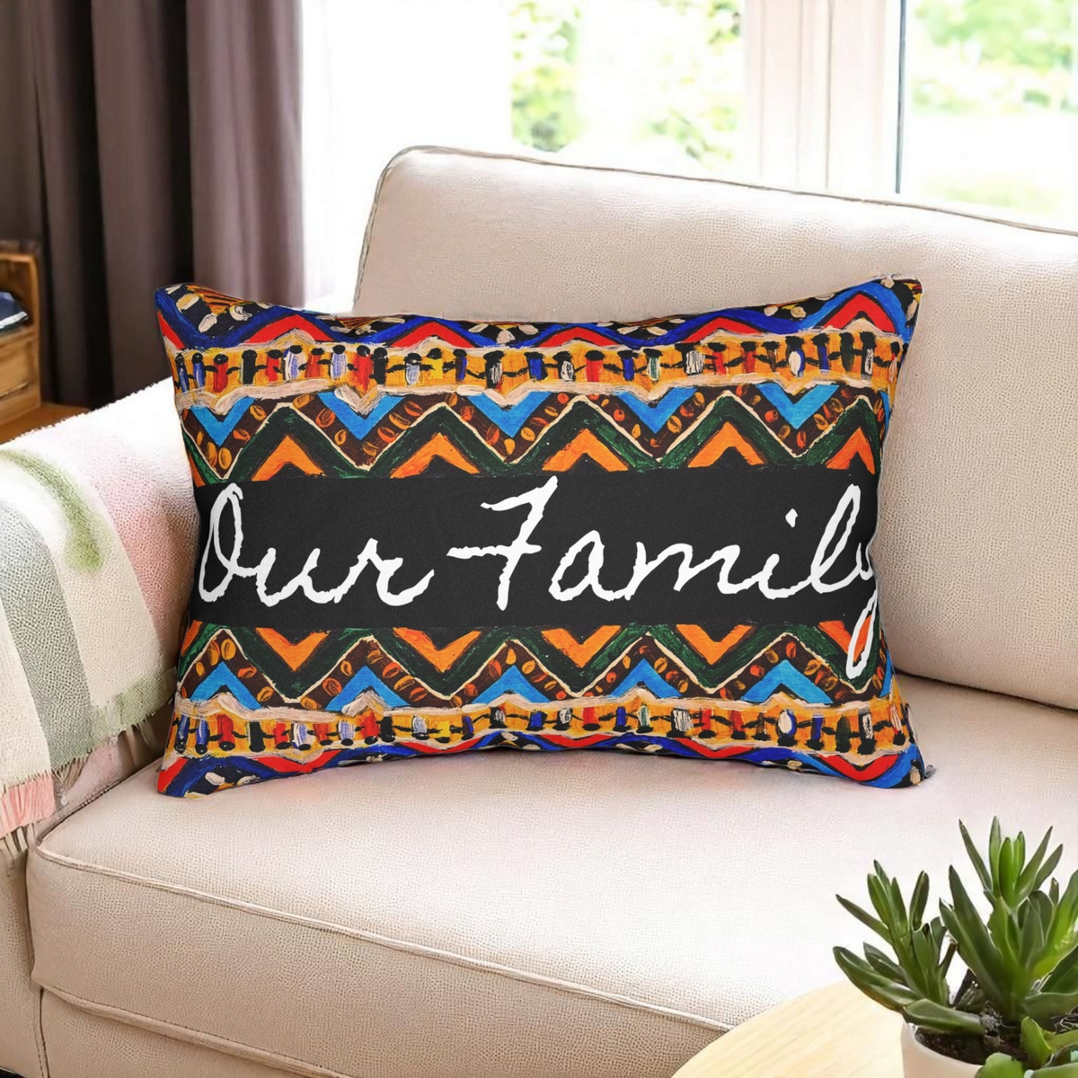 Handcrafted Tribal Patterned Lumbar Pillow - Unique Boho Chic Home Decor Printify