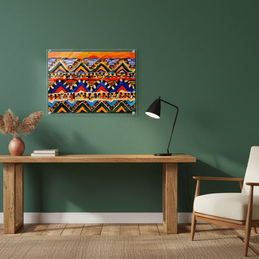 High-Quality Tribal Painting on Acrylic - Colorful, Impactful Art Print for Office & Living Space