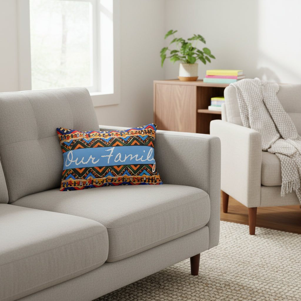 Tribal-Inspired Handcrafted Lumbar Pillow, Boho- Chic designed, Stylish Sofa Accessory